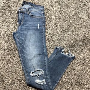 Flying Monkey Distressed Mid Rise Ankle Skinny